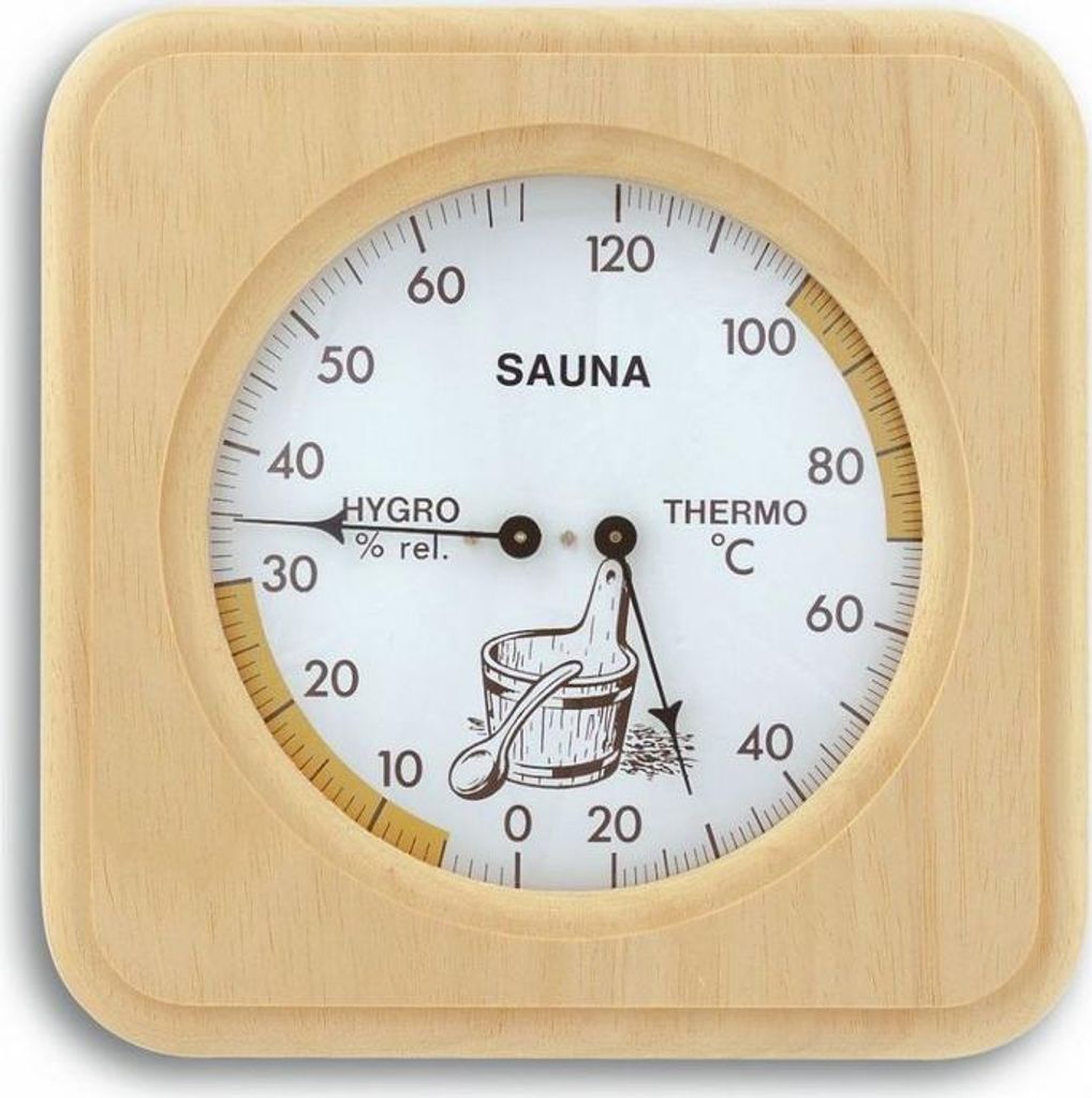 TFA - Analoges Sauna-Thermo-Hygrometer mit Holzrahmen 40.1007 - natur