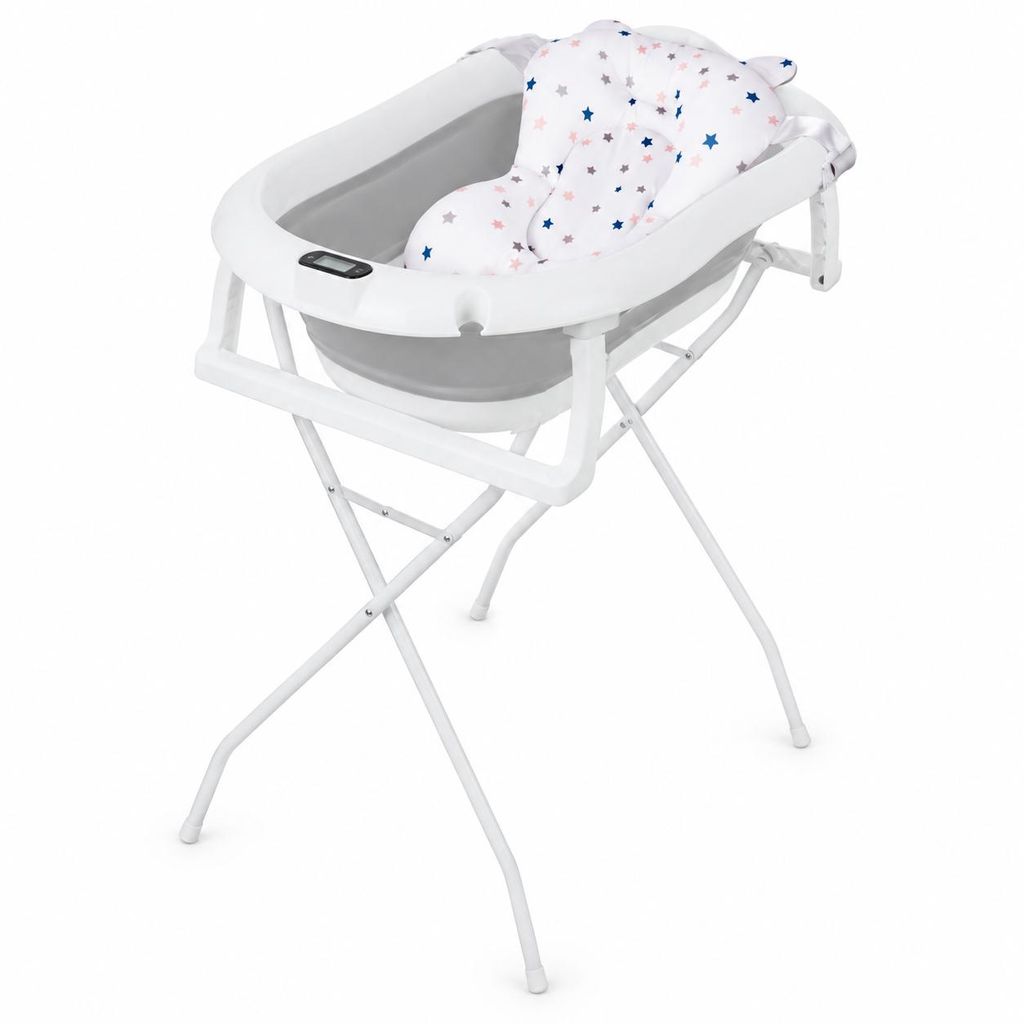 Primabobo PREMIUM, baignoire grise avec support et coussin