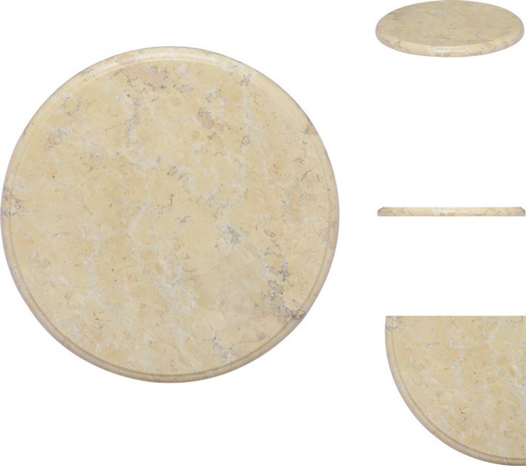 vidaXL Tischplatte Creme Ø40x2,5 cm Marmor - Tischplatten