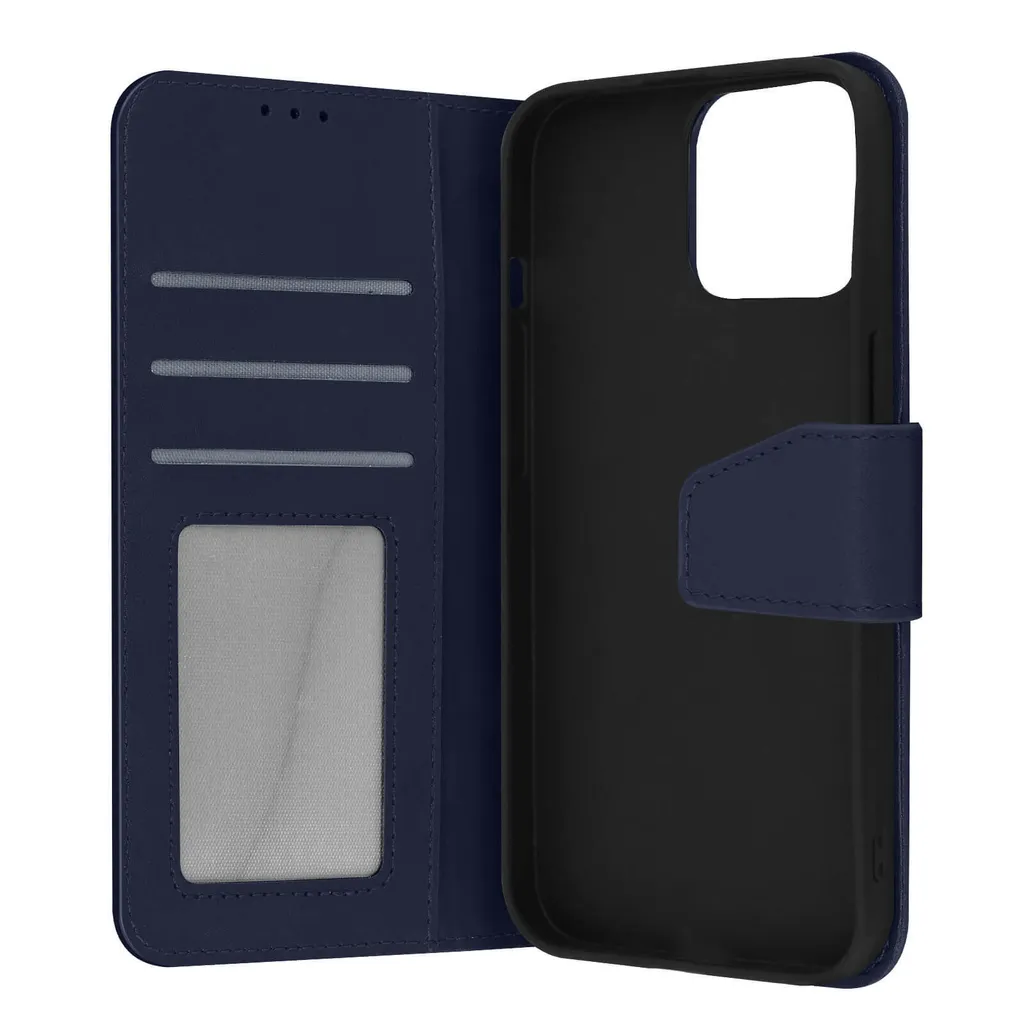 Custodia iPhone 13 Pro Pelle Vera Avizar Blu Scuro | Flip Cover Premium