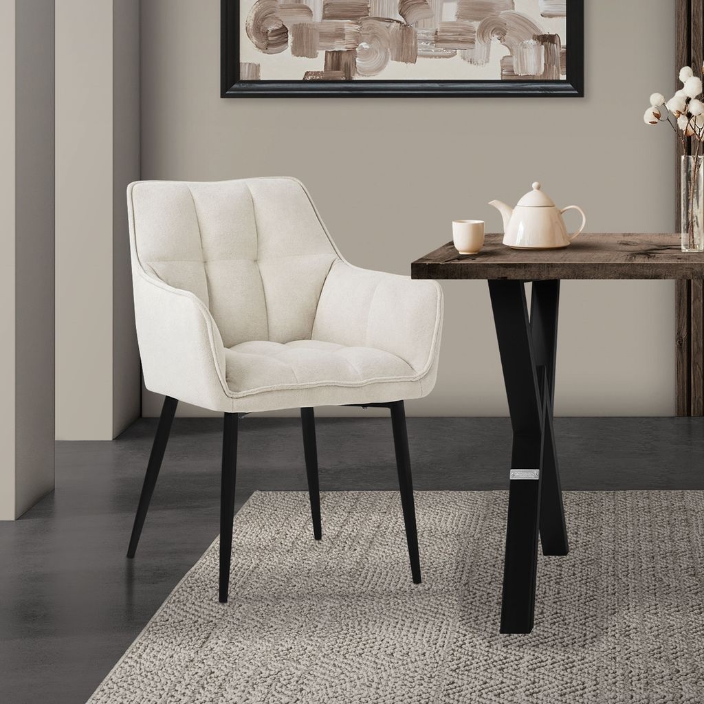 ML-Design Esszimmerstuhl aus Frotteestoff, Creme, mit Produktbild 