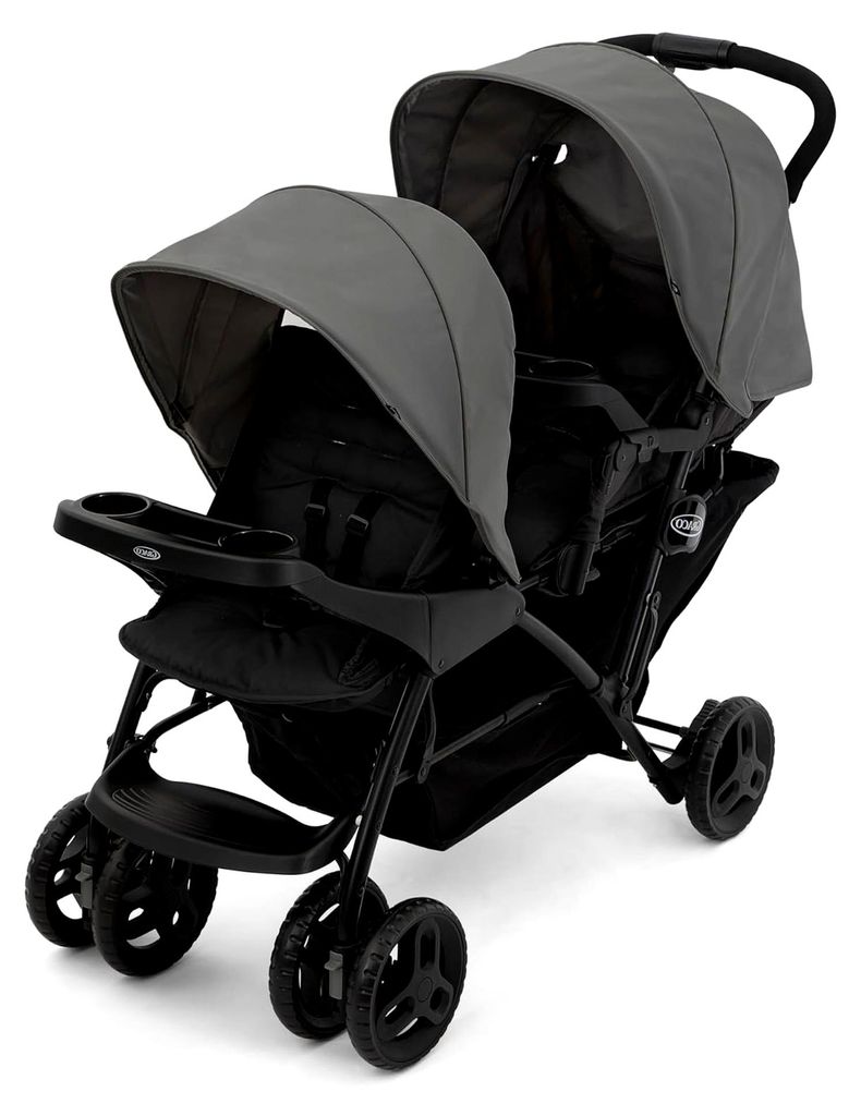 Stadium Duo Geschwisterwagen, Zwillingswagen, 0-15 kg, auch mit Babyschale nutzbar, verstellbare Rückenlehnen, zusammenklappbar, freistehend, gro...