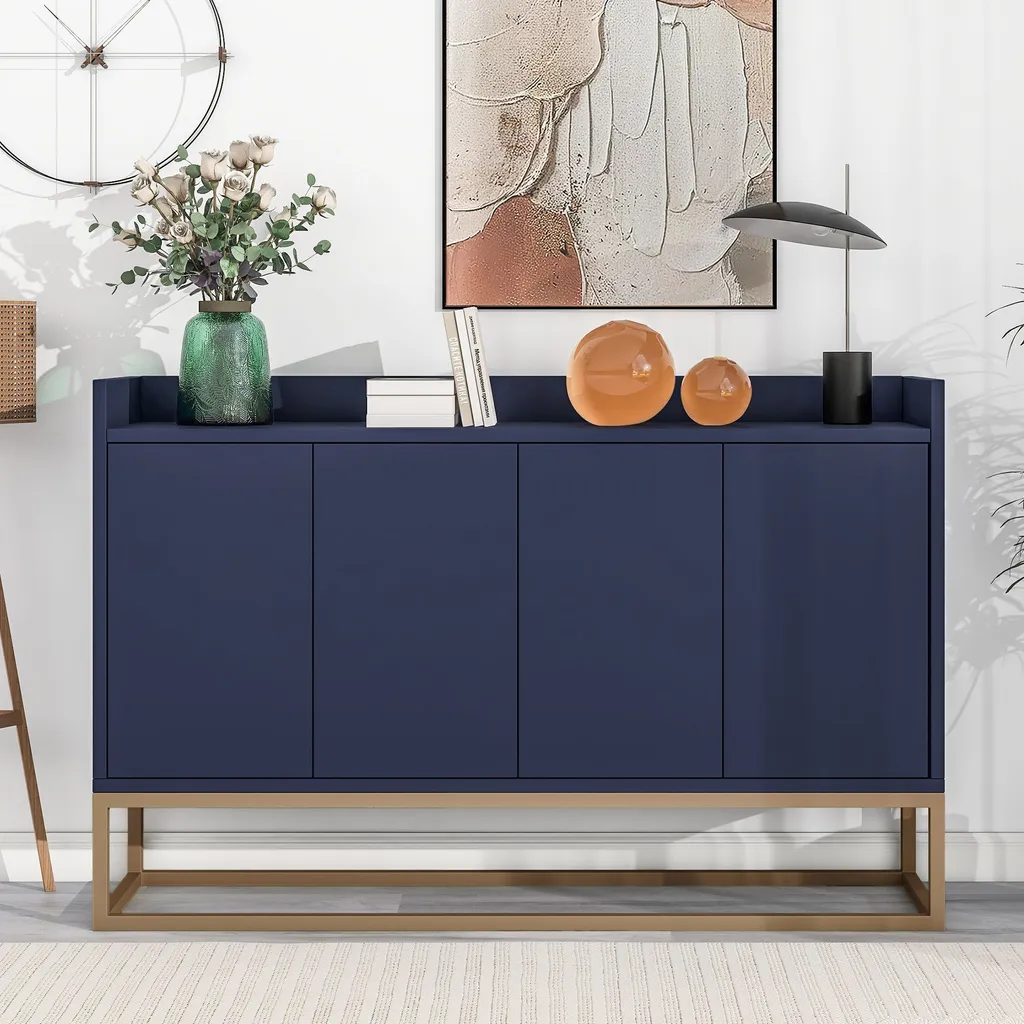 Credenza 120cm Oro e Nero/Bianco: Buffet 4 Ante per Case Instagrammabili