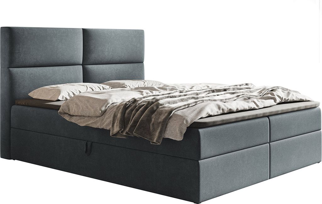 AX LIVING Boxspringbett Bonio III – 160 cm Breite, Schlafkomfort Grau