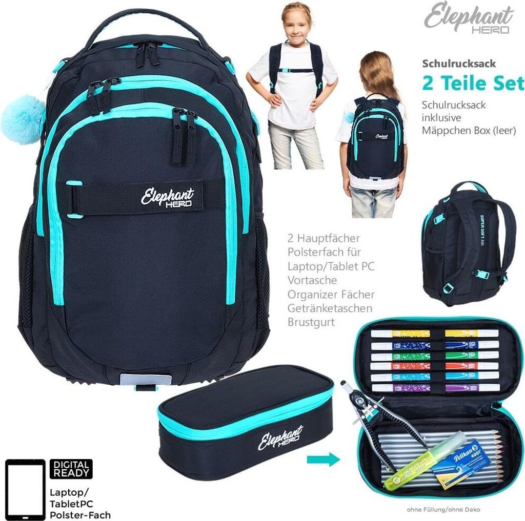 Schulrucksack Set 2 Teile Elephant Hero Signature Rucksack Produktbild 13