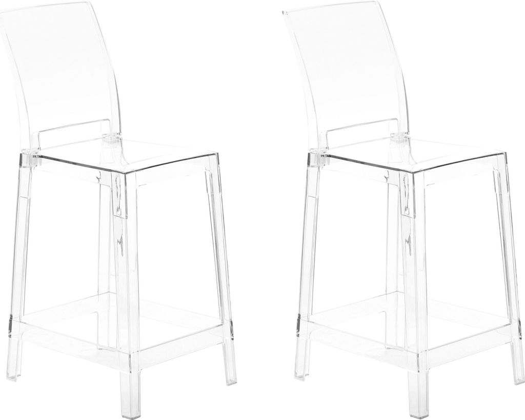 BELIANI Set aus 2 Barhockern Transparenter Kunststoff 99 cm Sitzhöhe Thekenstuhl