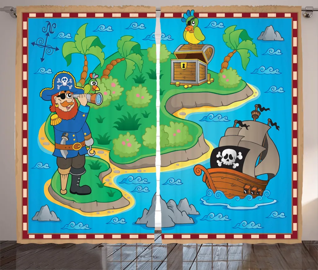 Decorazione Cameretta: Tenda ABAKUHAUS Isola dei Pirati 280x175cm