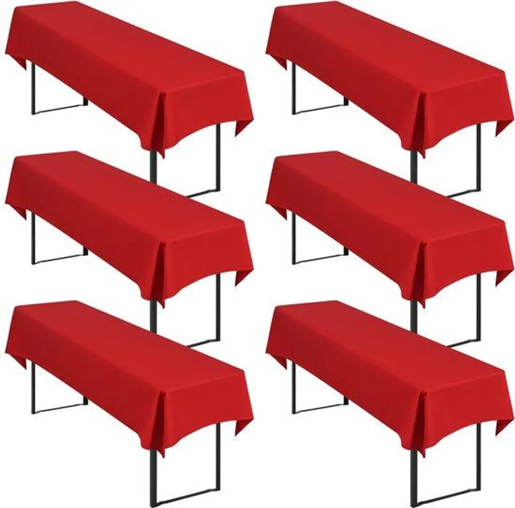 Nappe de table rouge opaque sans repassage 250x100 cm lot de 6 pro