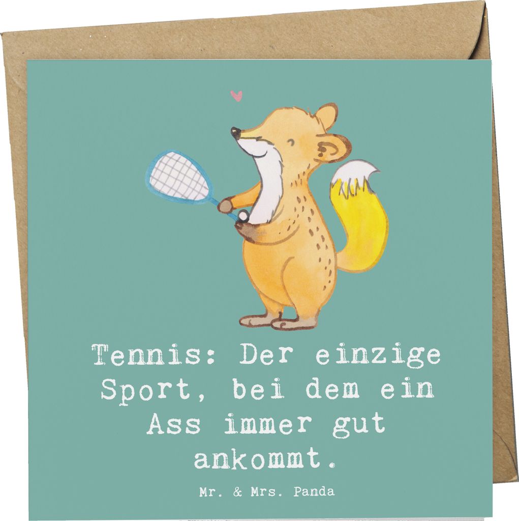 Mr. & Mrs. Panda Grußkarte Tennis Ass - Meeresbrise - Geschenk, Glückwunschkarte, anlasskarte, Sportler, Tennisplatz, Teamsport, doppelkarte, Ges...
