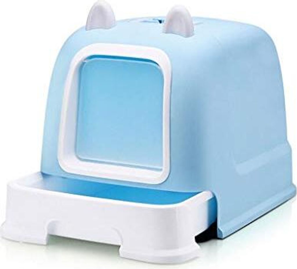 Wolfum Cat Müllbox Fashion Kreatives tragbares Griff Automatisch Haustiermüllbehälter Schubladen (Farbe: Blau)
