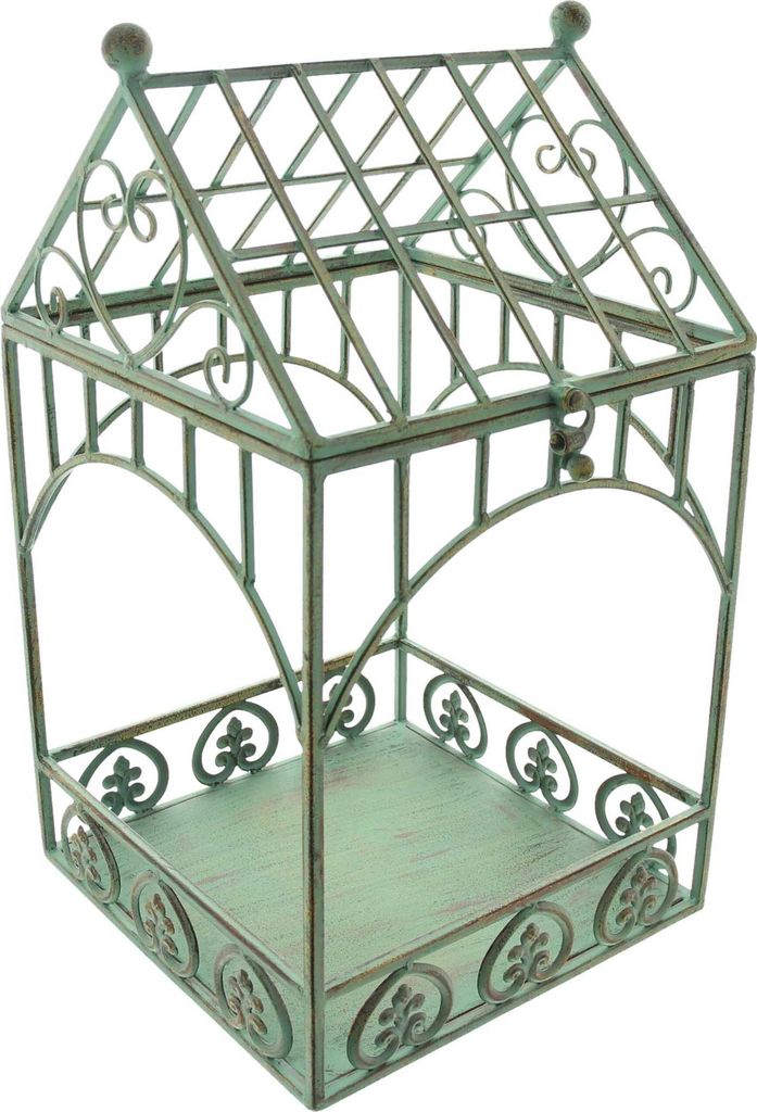 Dekohaus Ornamente, Metall, aufklappbares Dach Maße: 25 x 25 x 46 cm