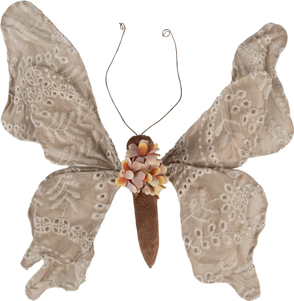 Clayre & Eef Decorazione Farfalla Beige 31cm | Arredo Shabby Chic Online