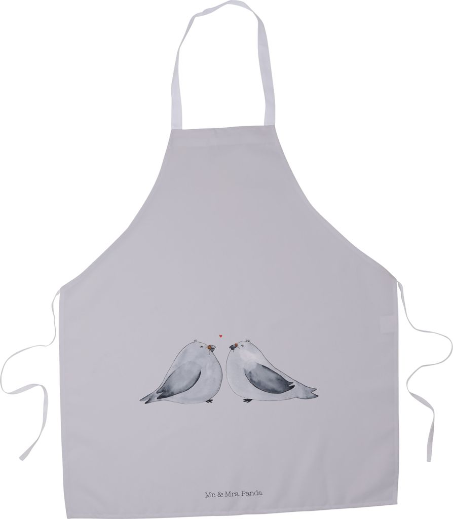 Mr. & Mrs. Panda Grillschürze Turteltauben Liebe - Grau Pastell - Geschenk, Schürze, Kochschürze, Verheiratet, Küchenschürze, Hochzeitstag, Fr...