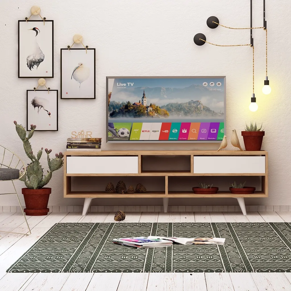 Skye Decor Glasgow Meuble TV 140 cm en Chêne et Blanc - Design Moderne