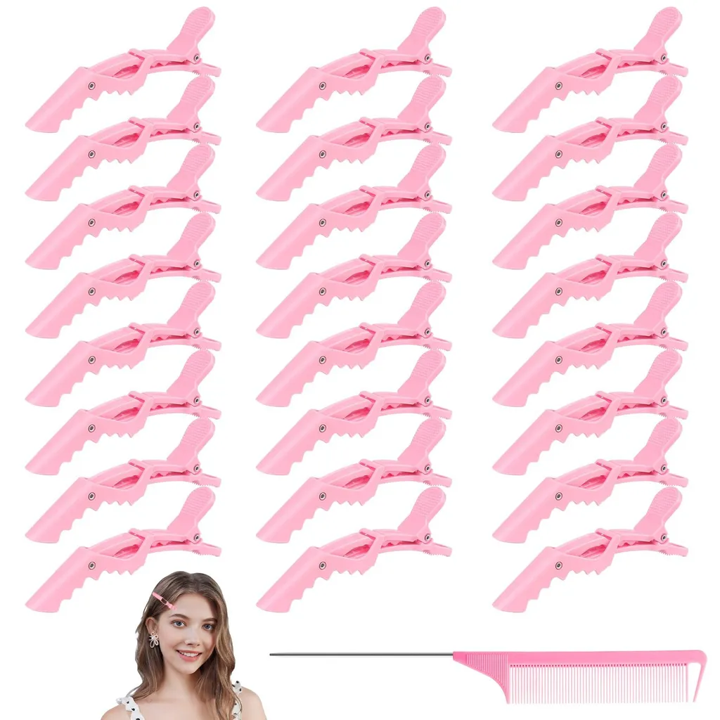 Pinces de Sectionage pour Coloration et Coupe - 24 Barrettes Roses Pro