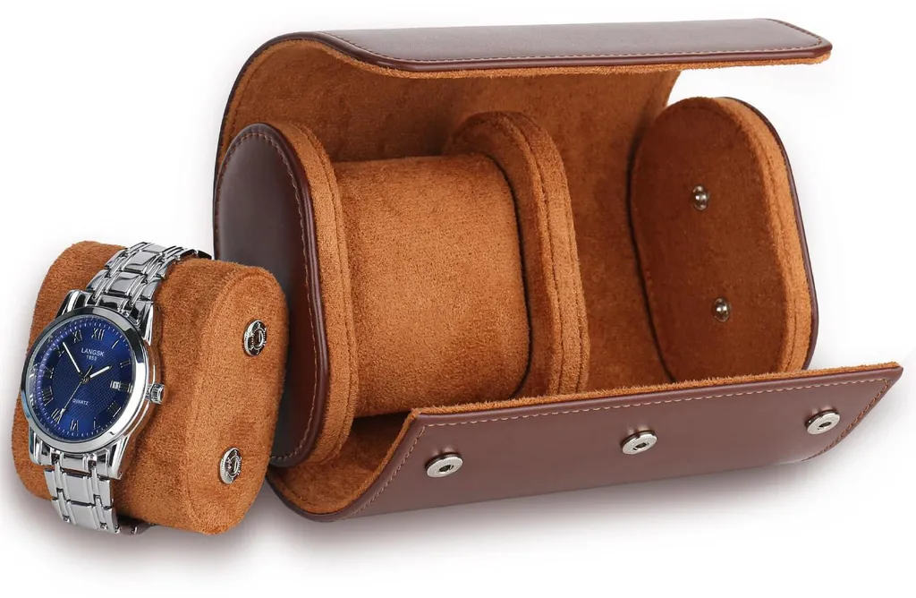 Étui de voyage pour montres en cuir avec coussins amovibles et souples