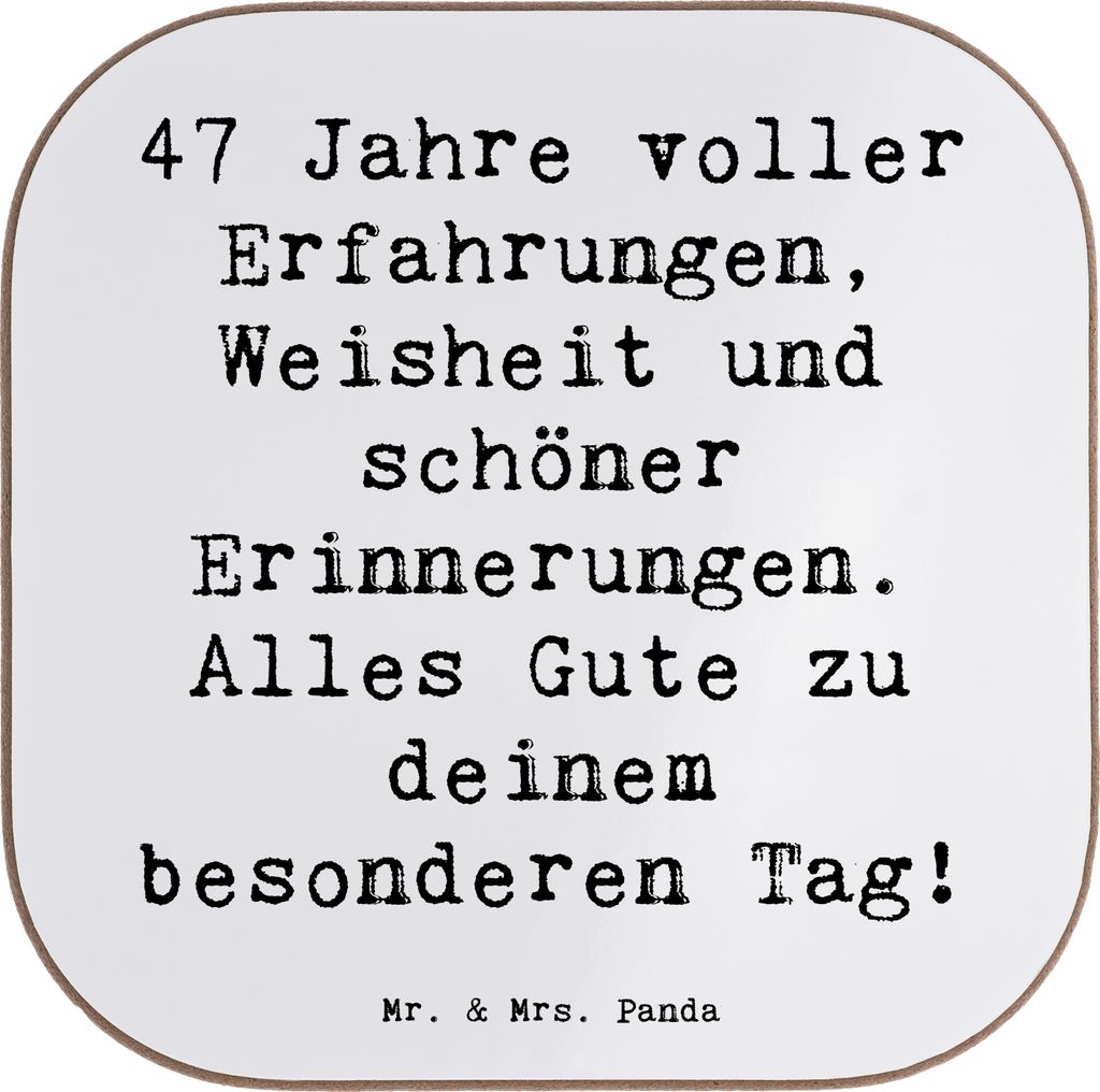 Mr. & Mrs. Panda Untersetzer für Gläser Spruch 47. Geburtstag - Weiß - Geschenk, Besondere Anlässe, Alter, Tassen, Glück, Happy Birthday, Quad...