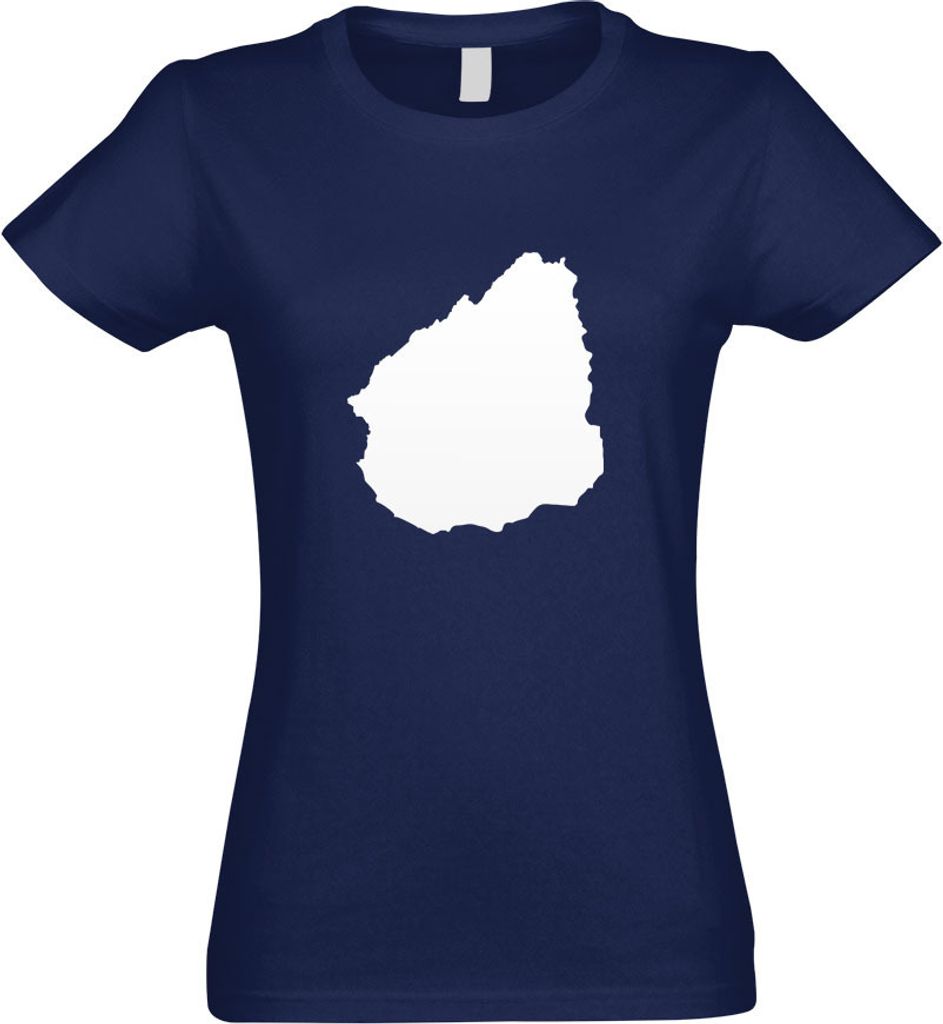 Kiwistar - T-Shirt tailliert - Damen - Navy - Uruguay Umriss Kontur - mit Motiv Bedruckt - Funshirt Design - Sport - Freizeit - Damen - L