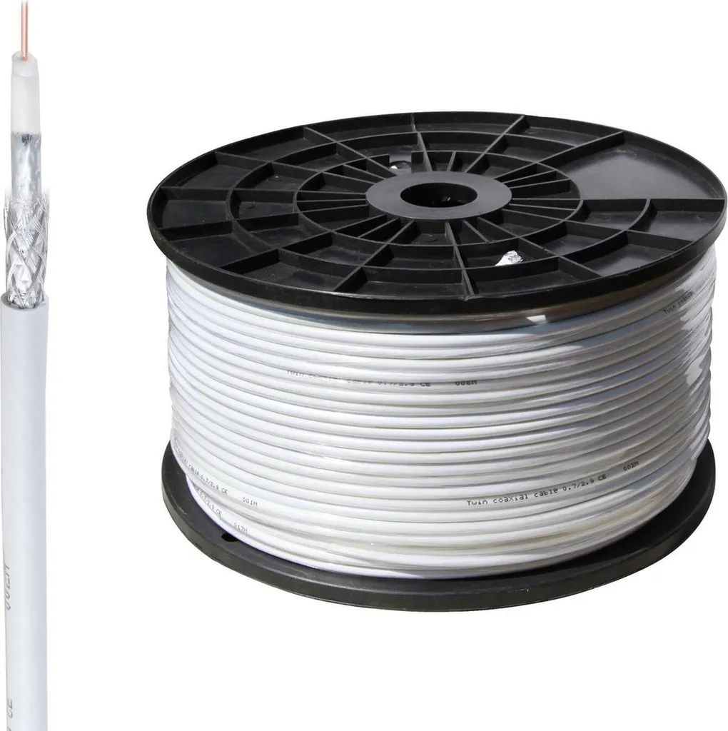 Câble Satellite Anti-Interférences Double Blindage ALU 1,1/5,0 Blanc