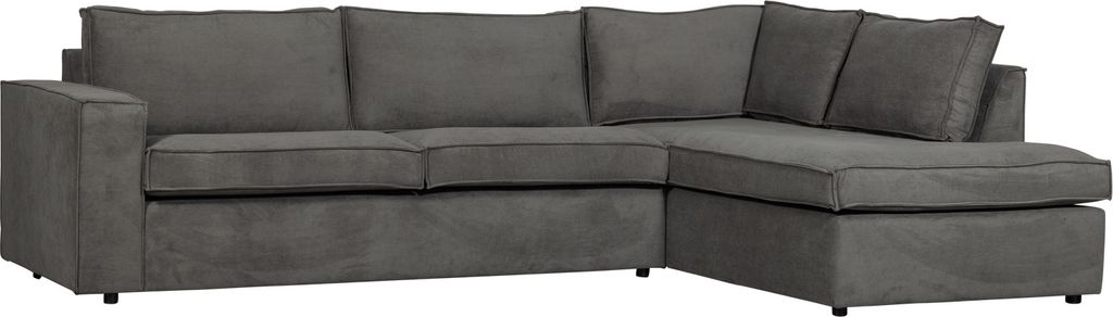 WOOOD Thomas Ecksofa 4-Sitzer aus Gerippter-Stoff, Rechts, Dunkelgrau