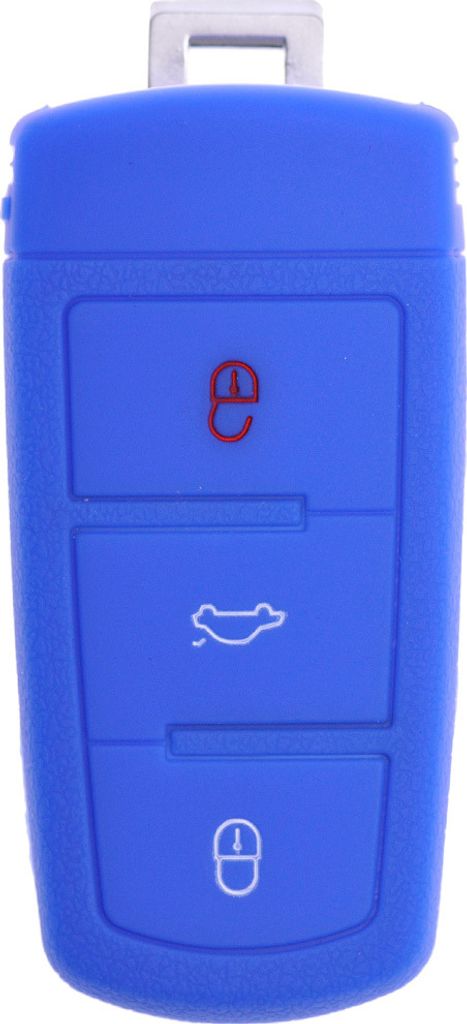 Auto Schlüssel Hülle Silikon Schutz Cover Blau kompatibel mit VW Passat CC B6 3C B7 3 Tasten KEYLESS SMARTKEY