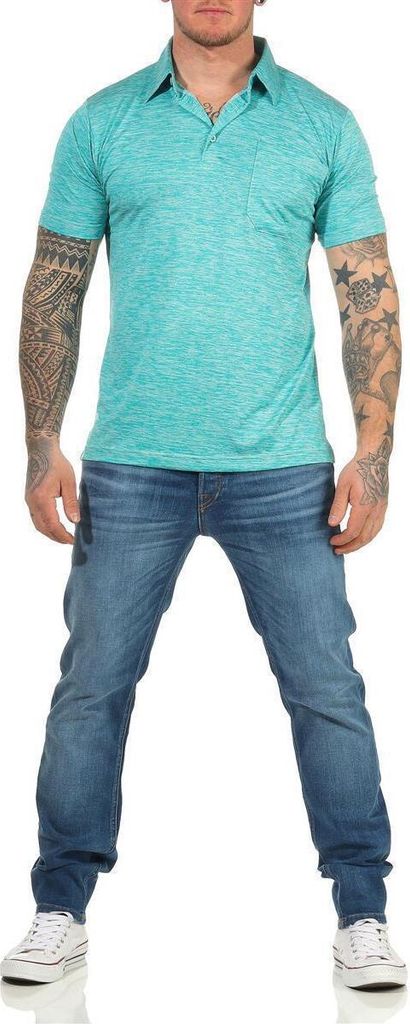 Herren Poloshirt T-Shirt Polo-Hemd Kurzarm, Mintgrün/L/52