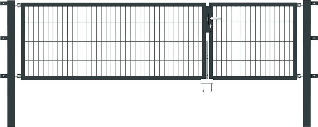 Alberts Doppeltor Flexo mit Zubehör, zum Einbetonieren, anthrazit, Breite 300 cm (100 cm + 200 cm), Höhe 80 cm
