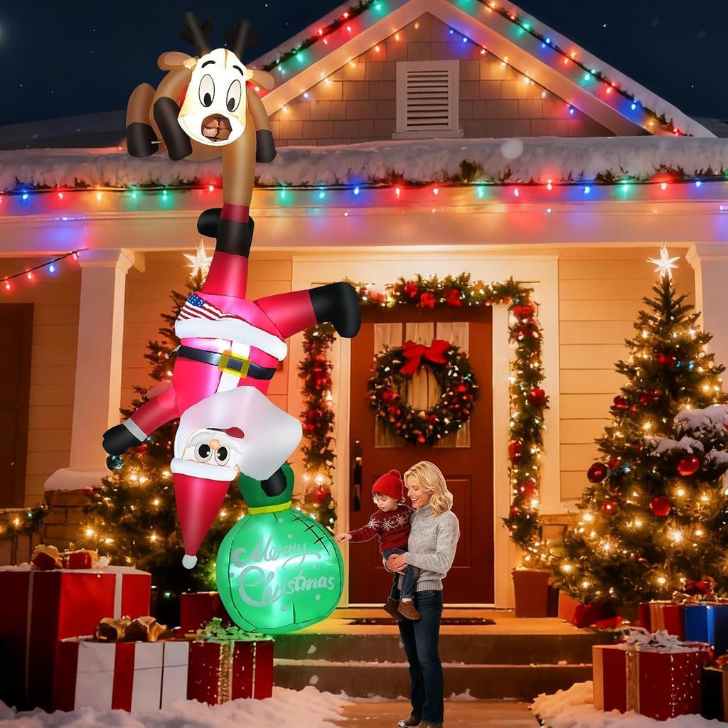 2,5m Suspendu Noël Renne gonflable & Père Noël avec LED Image du produit 