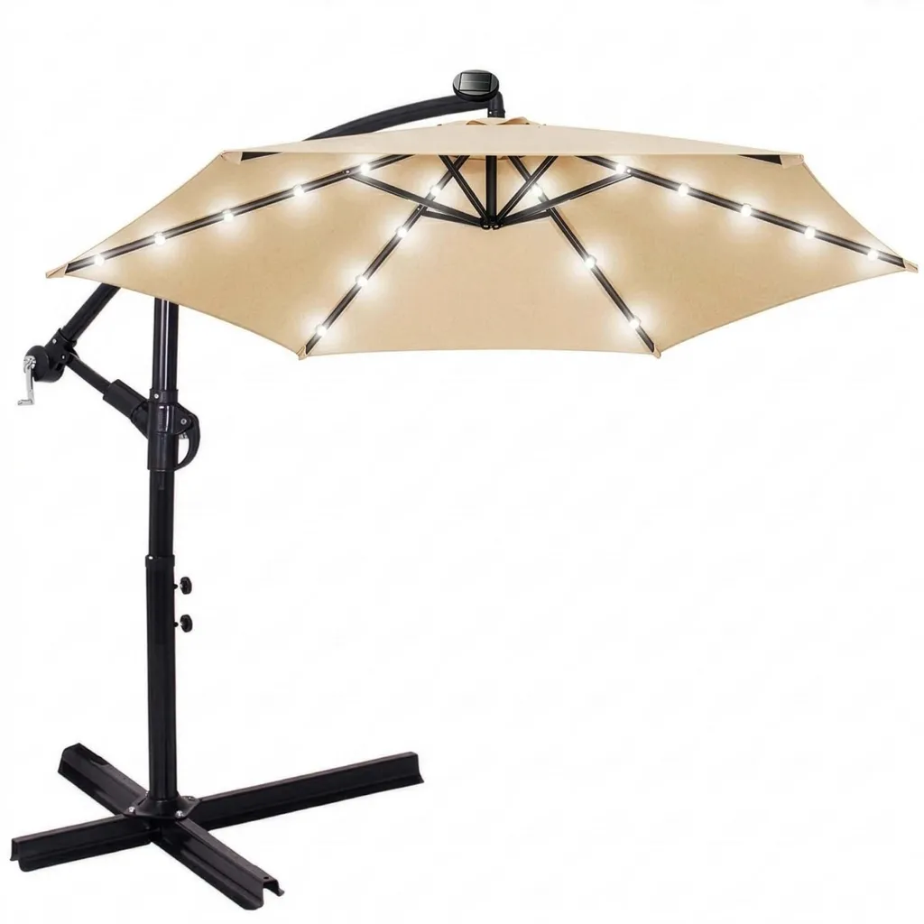 Grand parasol de jardin XXL orientable 3m avec LED solaires et manivelle