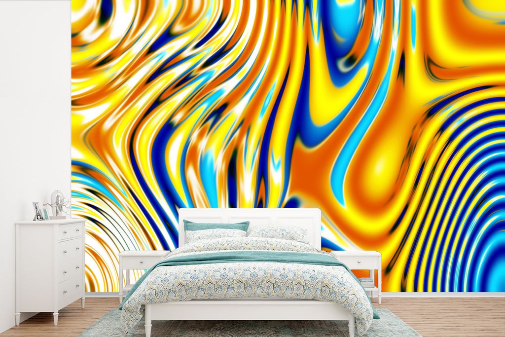 MuchoWow Fototapete für Wohnzimmer oder Schlafzimmer Wandtapete Vinyl Motivtapete Kunst - Linie - Psychedelisch - 420x280 cm - Zimmer für Kinder