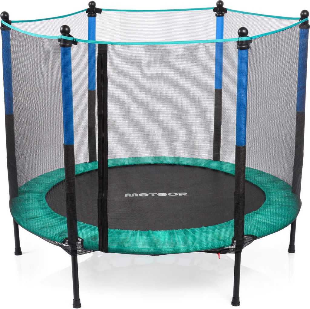 Meteor Kindertrampolin TRP-50 mit Netz Ø140 cm – Indoor & Outdoor – bis 50 kg – mit Reißverschluss & Schaumstoffschutz