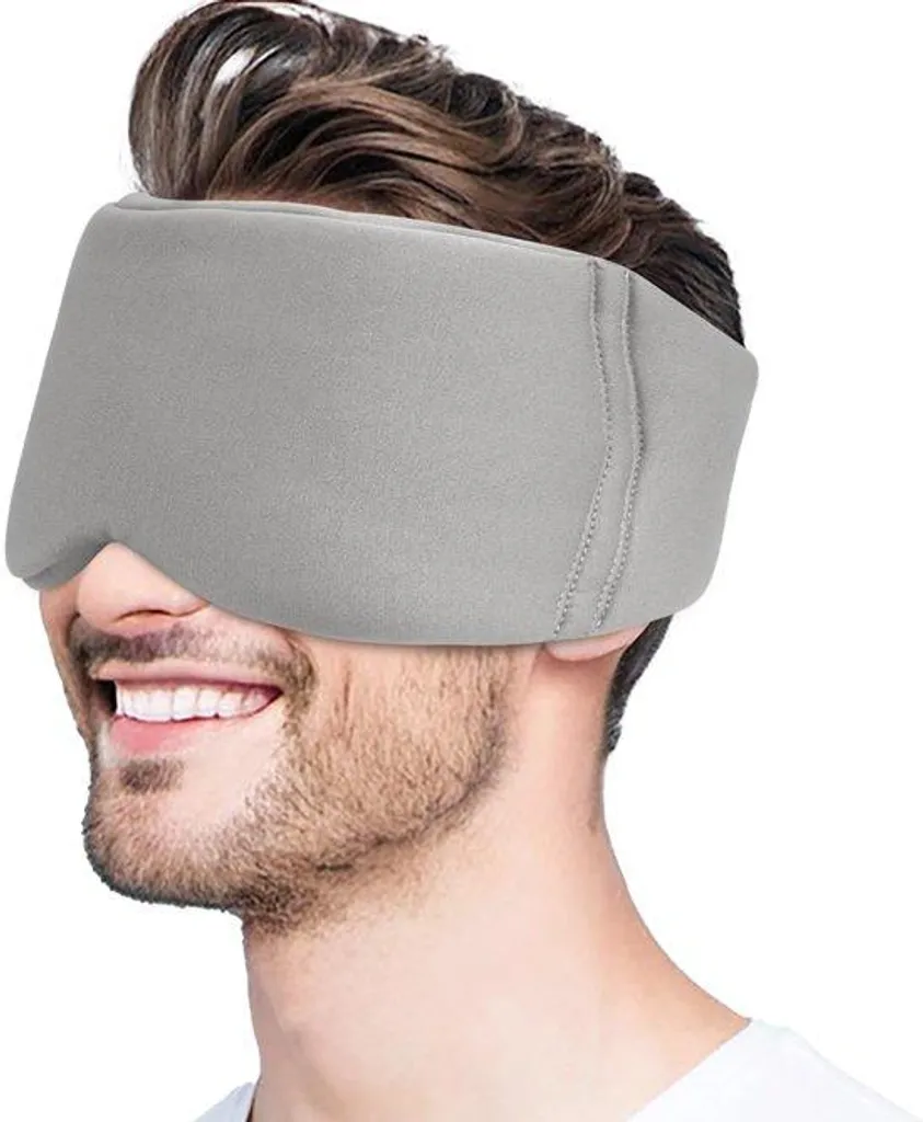 Masque de sommeil opacité totale ajustable pour homme et femme gris