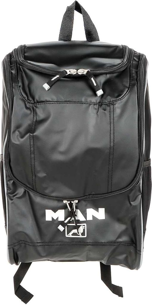Rucksack mit MAN-Logo, großem Innenfach, zusätzlichem Laptopfach, kleiner Innentasche inkl. 2 Netztaschen, Seiten je eine Netztasche, Rücken und...