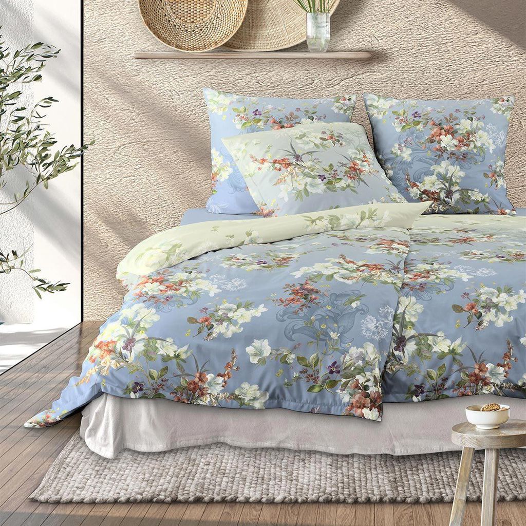 Irisette Mako-Satin Bettwäsche Wave 8522 blau 135x200 cm + Produktbild 
