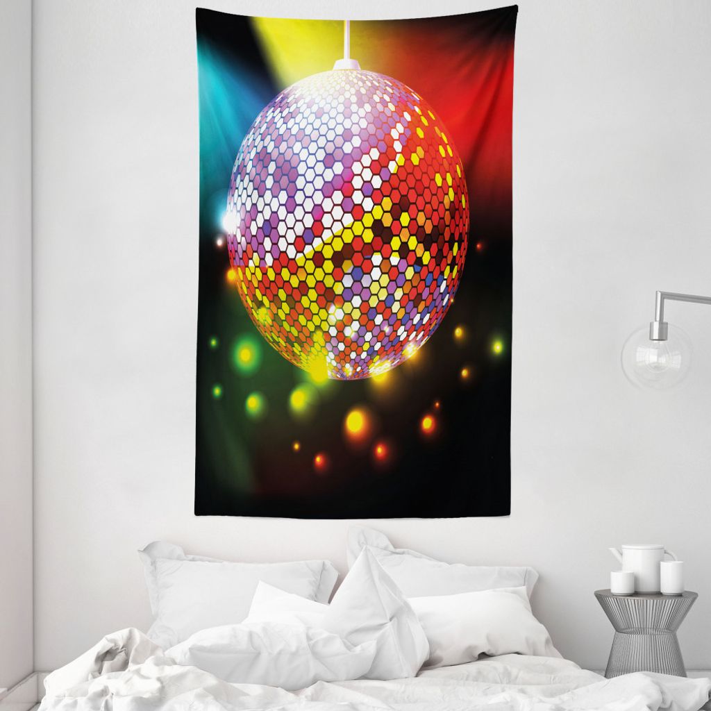 ABAKUHAUS Popstar-Party Wandteppich und Tagesdecke, Vivid Disco-Kugel aus Weiches Mikrofaser Stoff Waschbar ohne Verblassen Digitaldruck, 140 x 230...