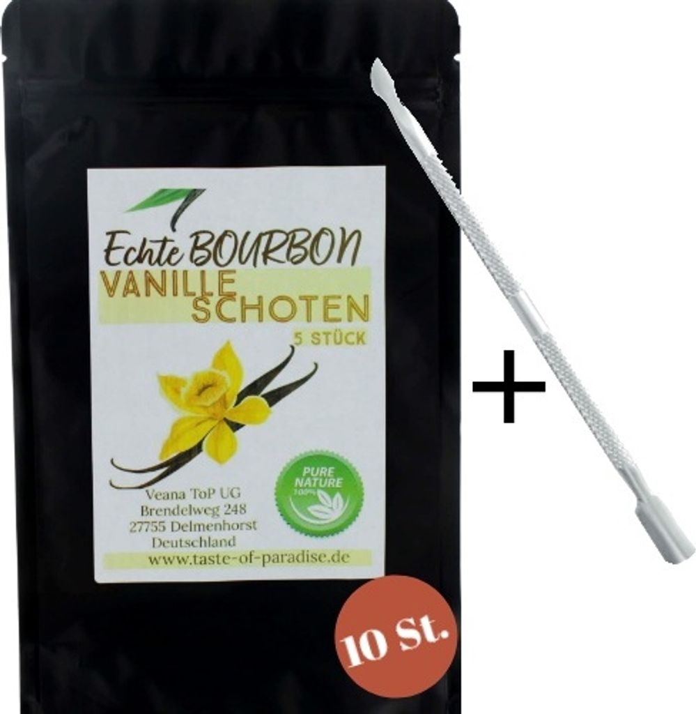 Bourbon Vanilleschoten (10 Stk.) 100% Madagascar - 18-20cm Top Gourmet Qualität + gratis Vanillemesser
