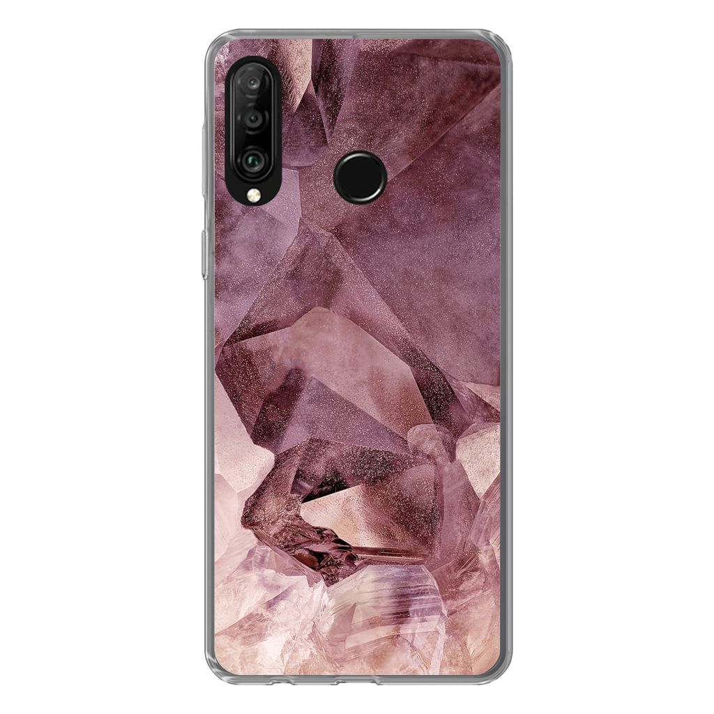 MuchoWow Handyhülle Schutzhülle Hülle für Huawei P30 Lite Kristalle - Natursteine - Edelsteine und Mineralien Silikon Softcase Handy Hülle -...