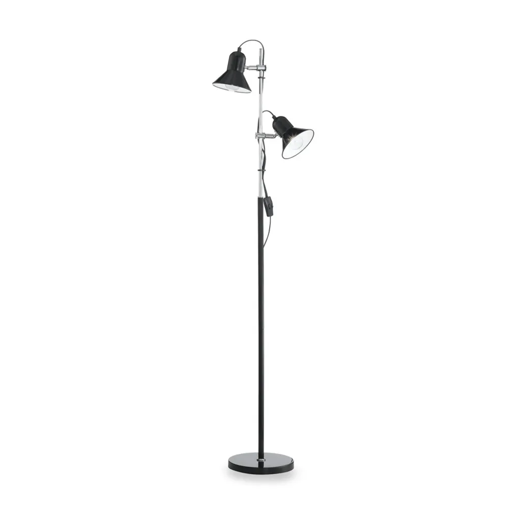Lampadaire double foyer POLLY finition noir mat métal 2 ampoules E27