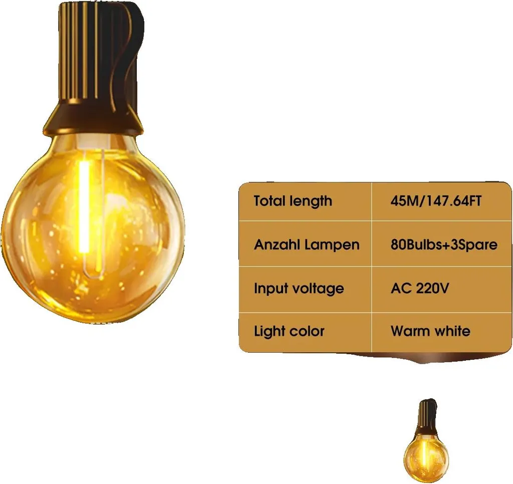 Guirlande Extérieure Durable 45m : Finies les Ampoules Cassées avec LED