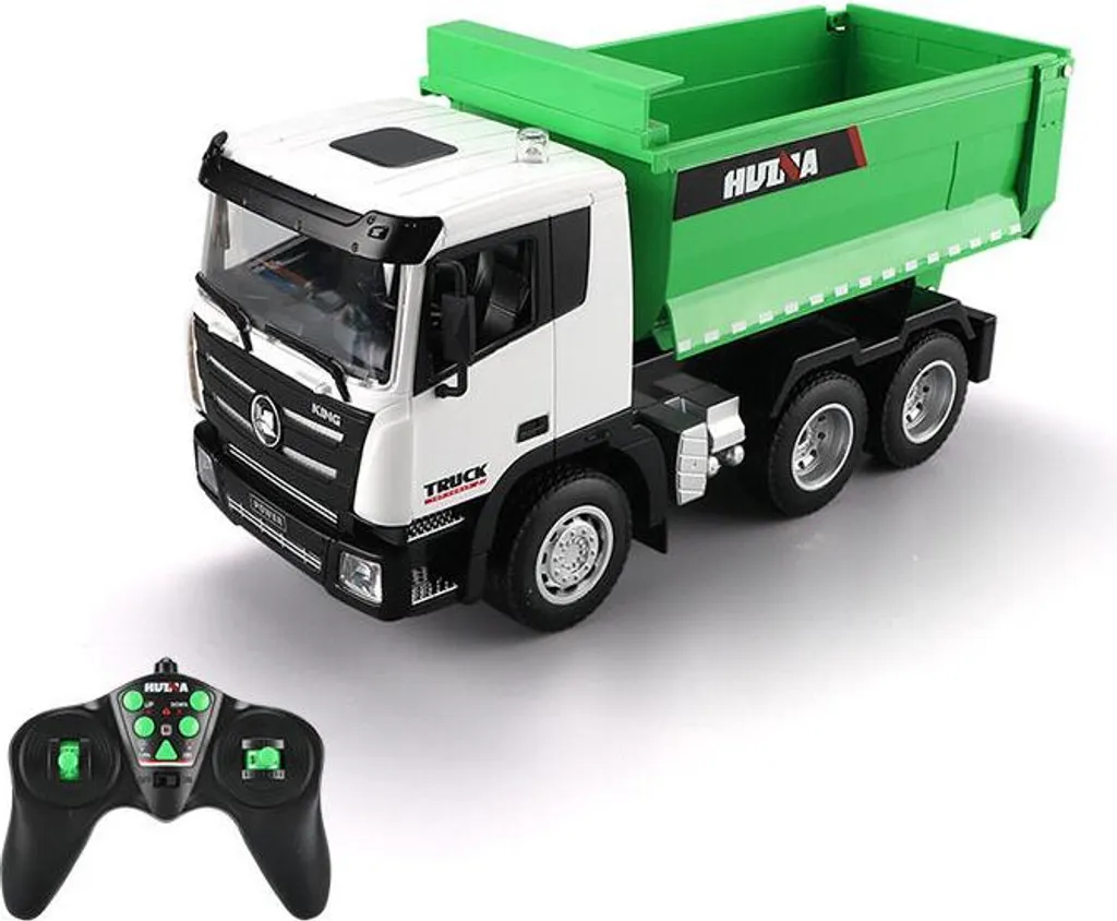 Camion benne télécommandé Rc 1:18 vert avec batterie rechargeable USB - 7
