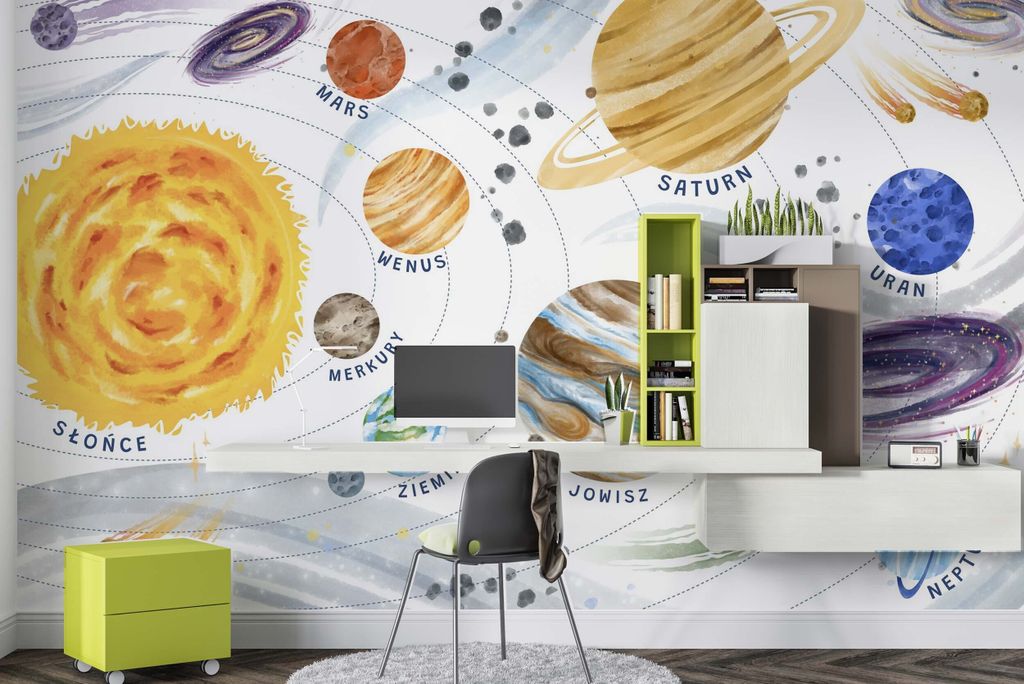 DECO WALLS Fototapete Kinderzimmer Solaranlage - Außergewöhnliche Haltbarkeit XXL 240x360 cm