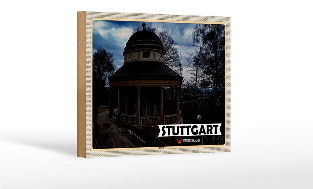 Holzschild Städte Teehaus Gebäude Stuttgart 18x12 cm Produktbild 
