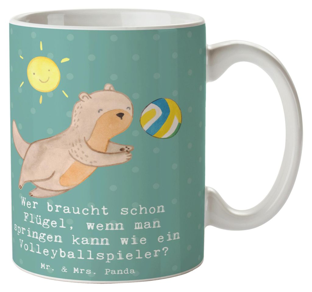 Mr. & Mrs. Panda Becher Volleyball Sprung - Meeresbrise - Geschenk, Gemeinschaft, Kaffeebecher, Teamarbeit, Teamsport, Kaffeetasse, Sportart, Pott,...