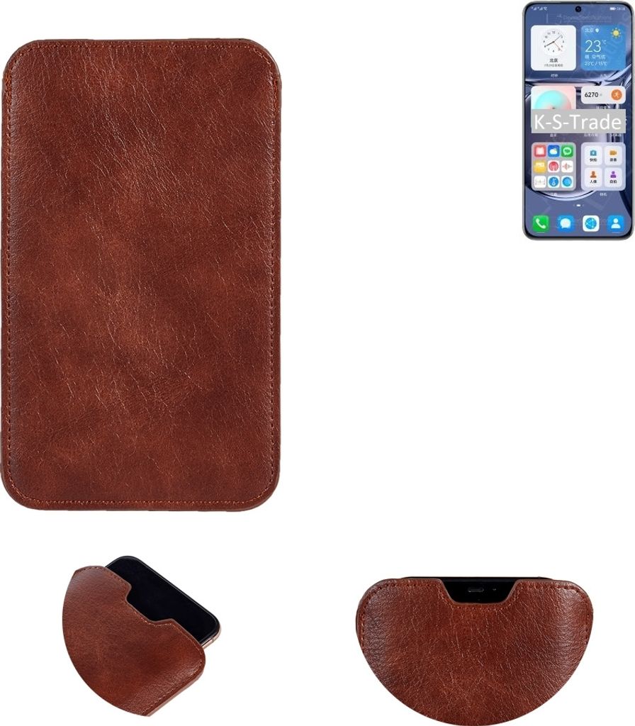 K-S-Trade Schutzhülle Handyhülle kompatibel mit Huawei P50 Handytasche Kunstleder Sleeve in braun