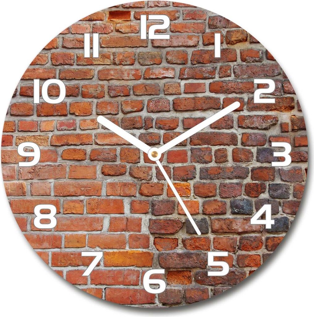 Wanduhr aus Glas 30fi Glasbild Glasuhr Gehärtetes Glas - weisse-zeiger - Brick wall