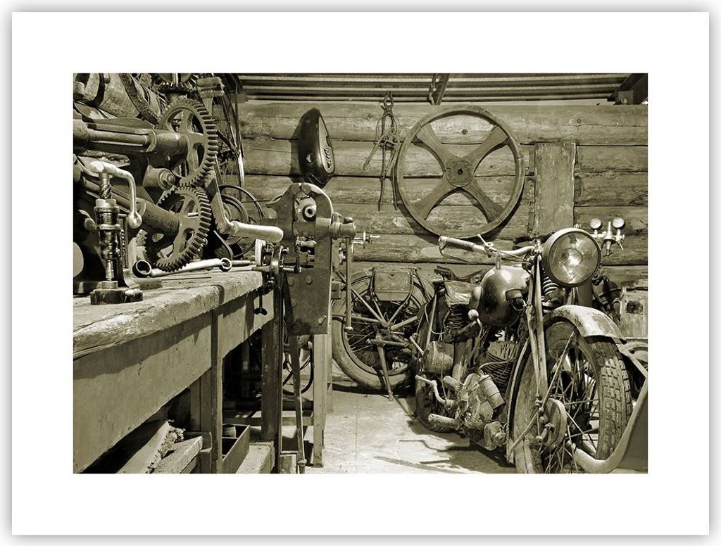 Poster - Poster ohne Rahmen - Werkstatt Motor - 40x30 cm - Wand Bild - Wanddeko - Wandbilder - Kunstposter - Wandposter - Bilder - Kunstdruck - Wan...