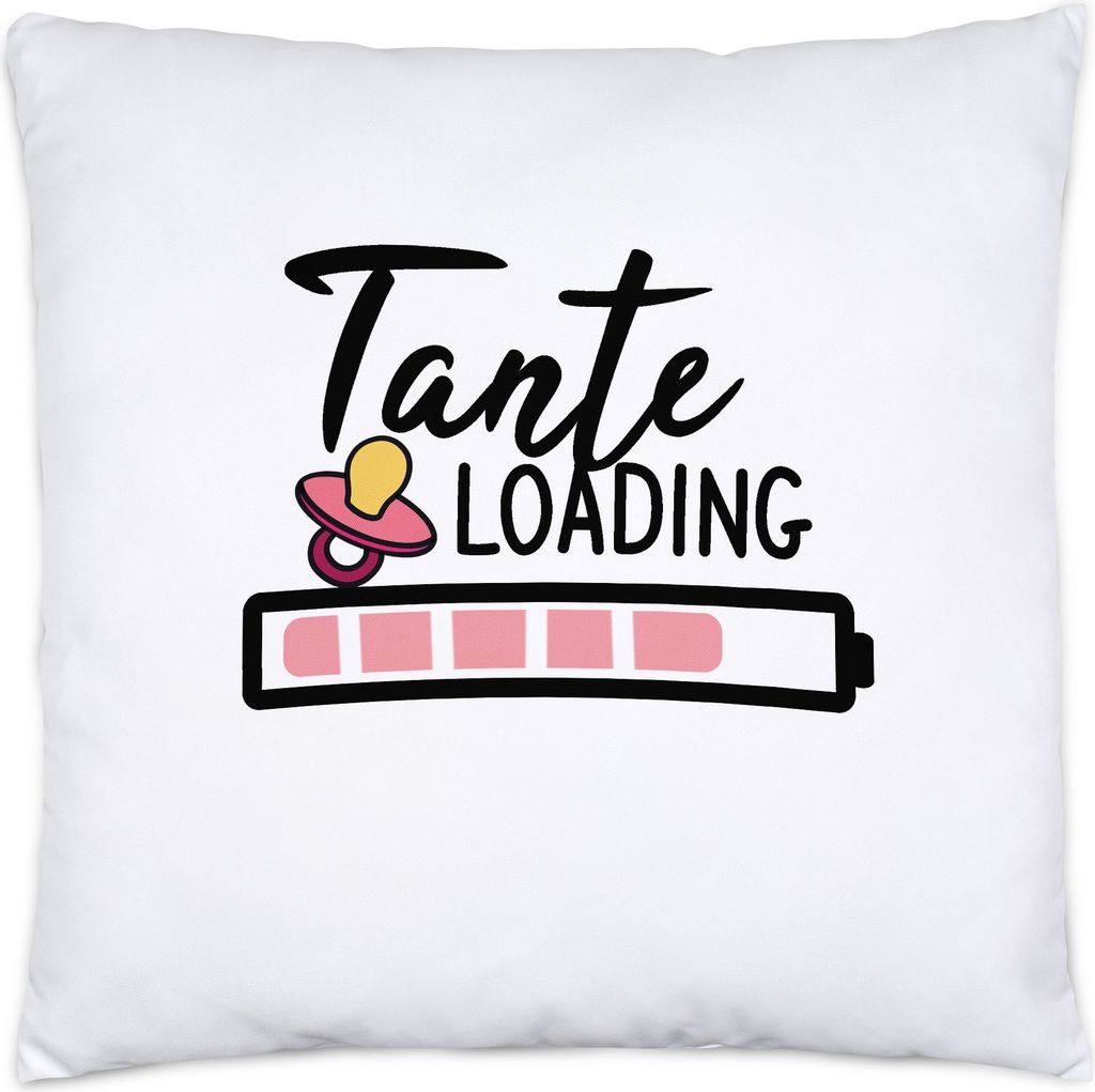 Tante Loading Kissen Inkl. Füllung für werdende Tanten zur Geburt Babynews Nichte Neffe Ich werde Tante Geschenk Tasse