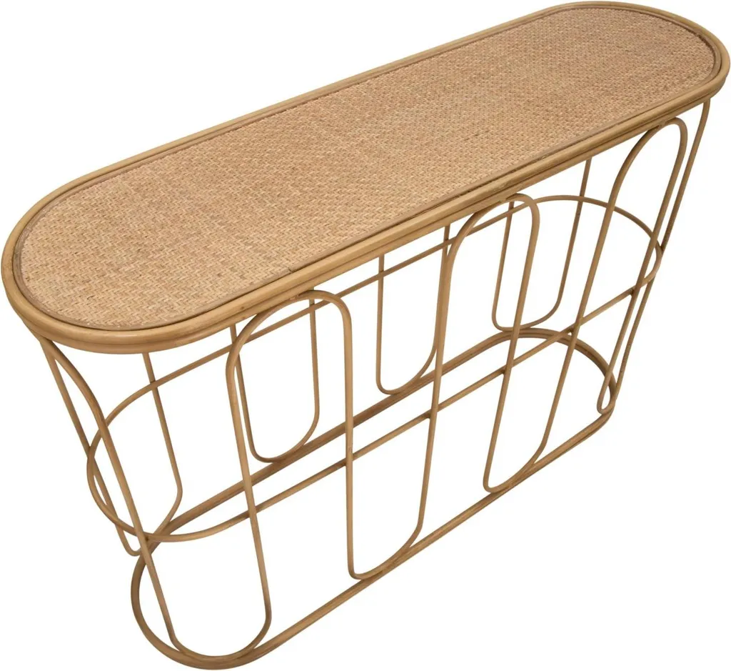 Console étroite Samui en rotin et métal pour optimiser les petits espaces