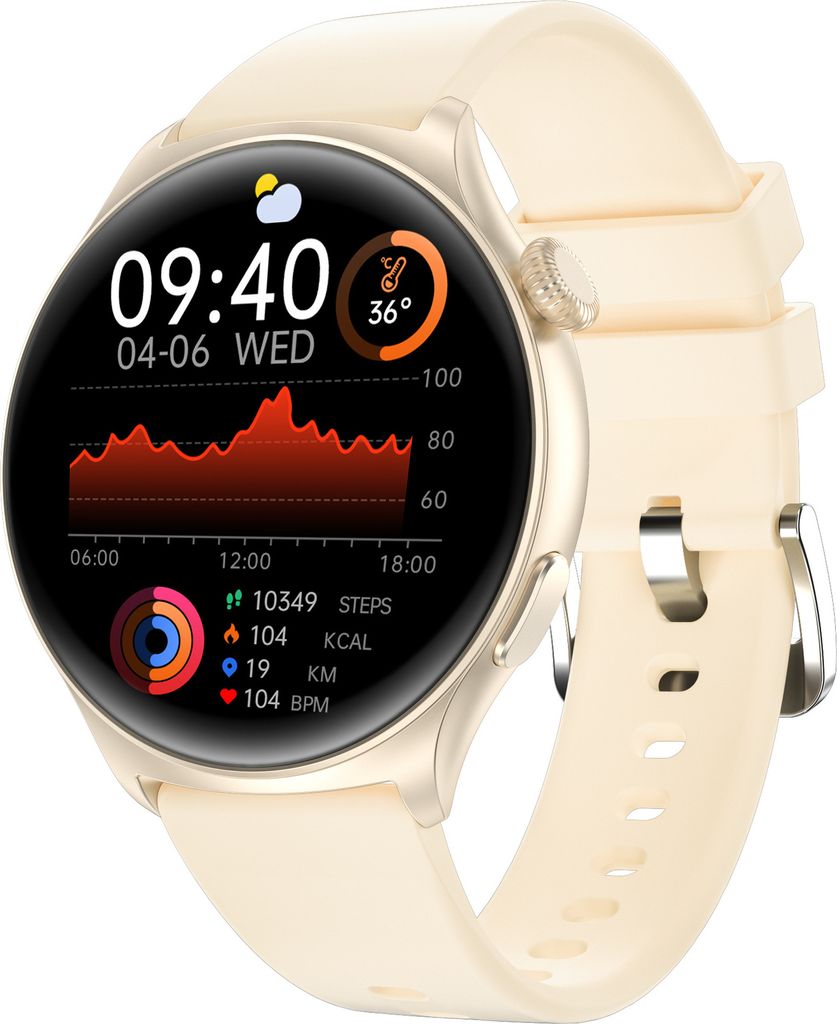 INF MX16 Smartwatch: 1,43" HD-Display, Bluetooth-Anrufe Gold