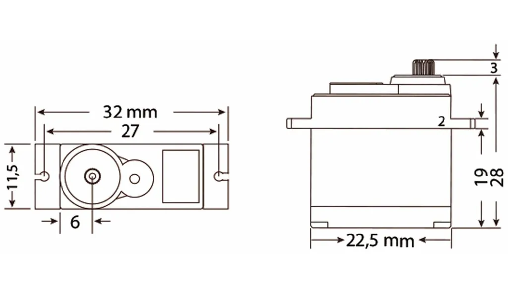Servo Jamara 929HMG à couple élevé et pignons métal pour circuit RC